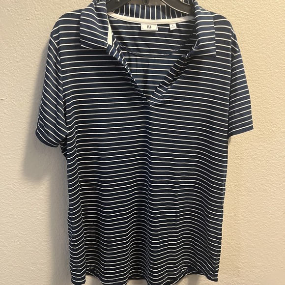 FootJoy Tops - FJ FootJoy Polo Shirt Womens L Striped Performance First Tee Top Short Sleeve